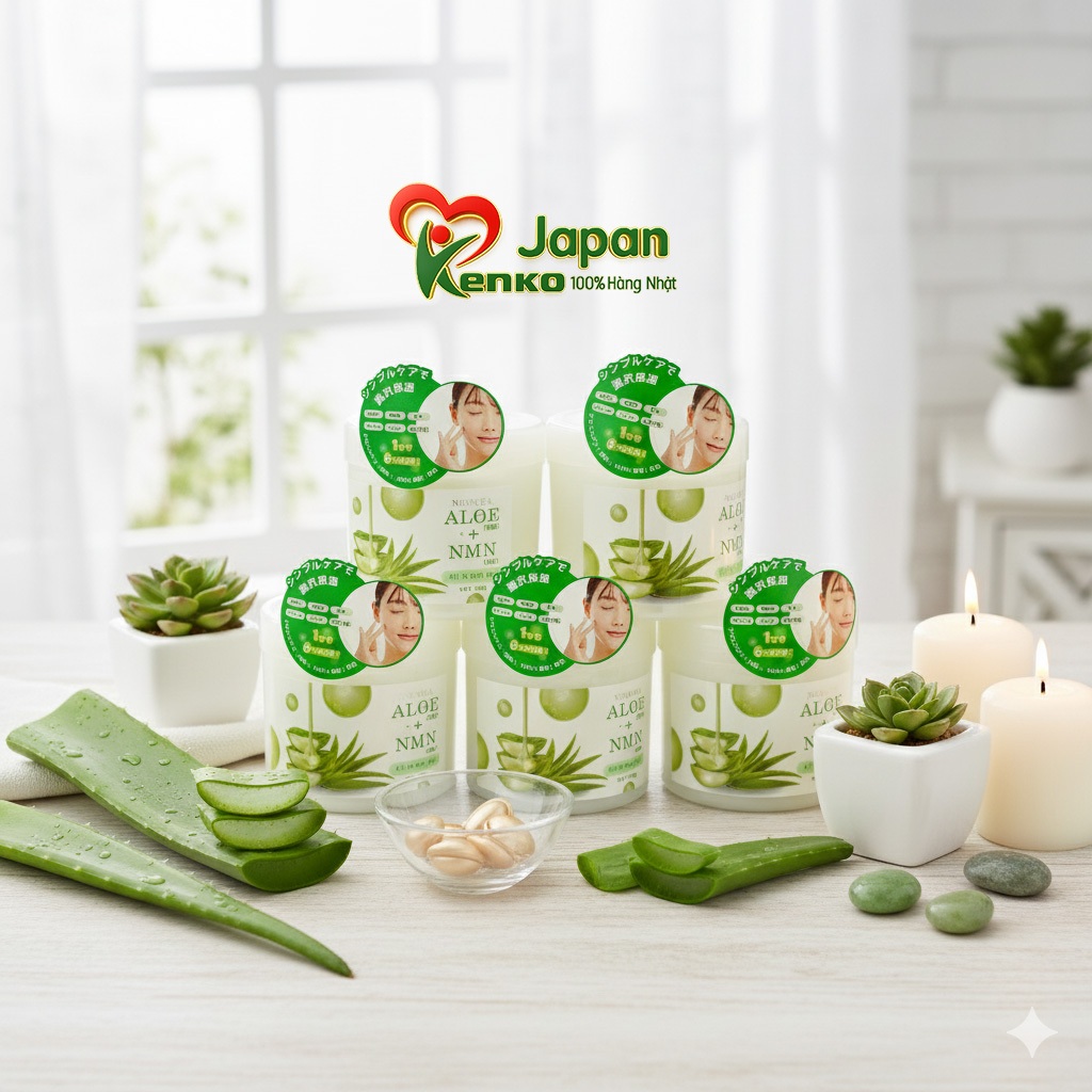 Kem dưỡng ẩm chiết xuất Lô Hội, dưỡng trắng da NMN nội địa Nhật - ALOE + NMN All In One Gel
