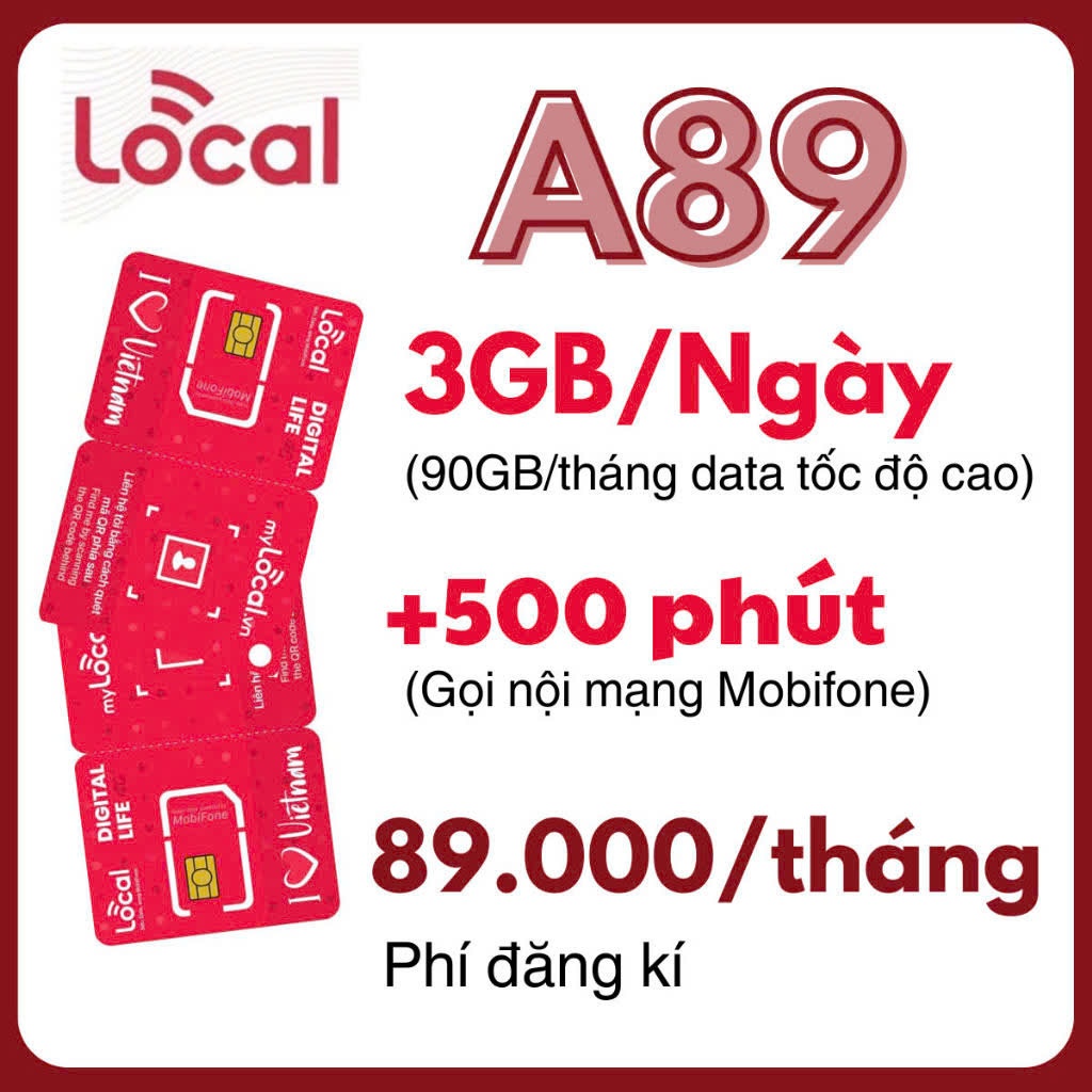 SIM LOCAL MOBIFONE – MIỄN PHÍ 1 THÁNG DATA + NGHE GỌI DATA TỐC ĐỘ CAO – GÓI A69/A79/A89/A99/A119