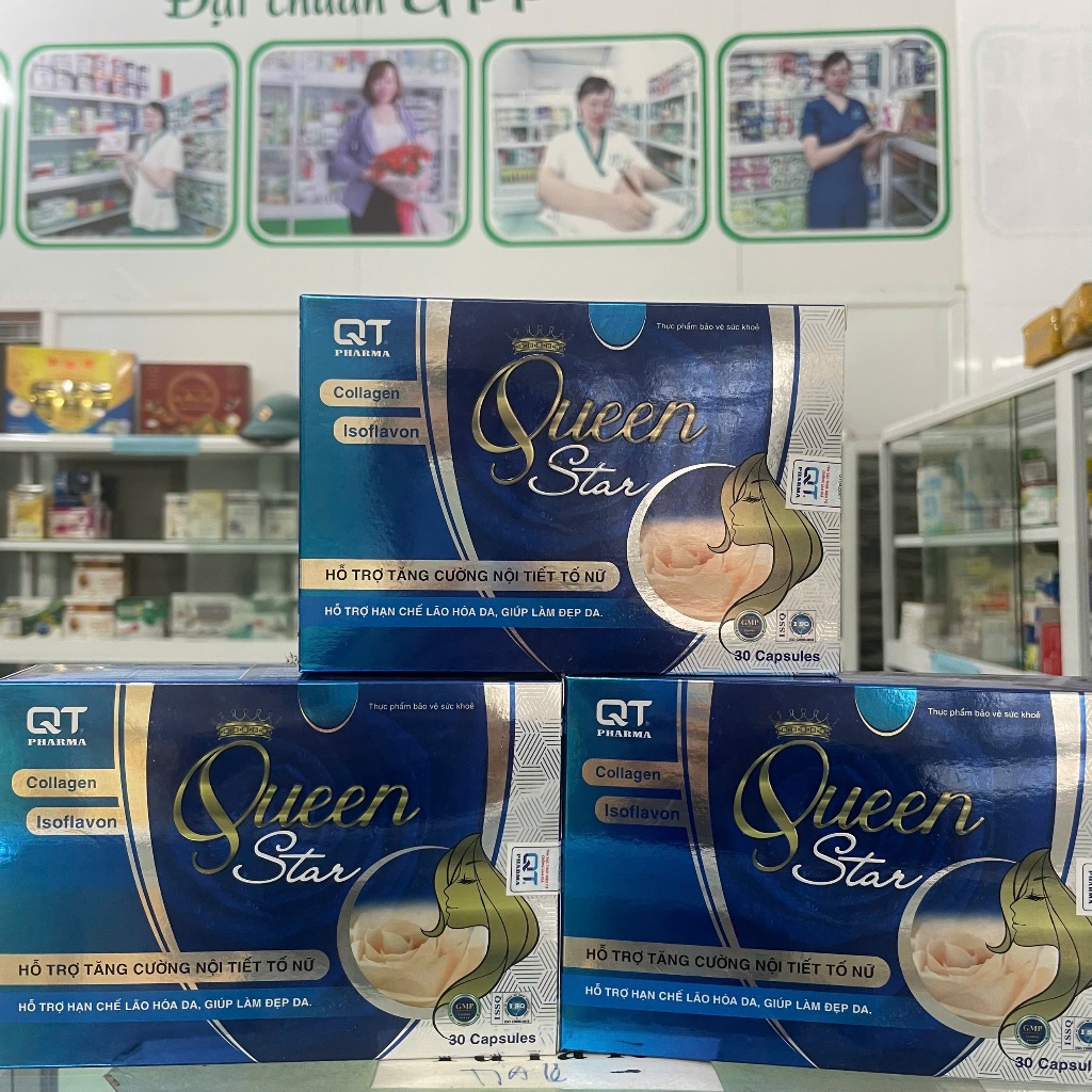 Viên uống hỗ trợ tăng cường nội tiết tố nữ QUEEN STAR, hỗ trợ hạn chế lão hoá da, giúp làm đẹp da