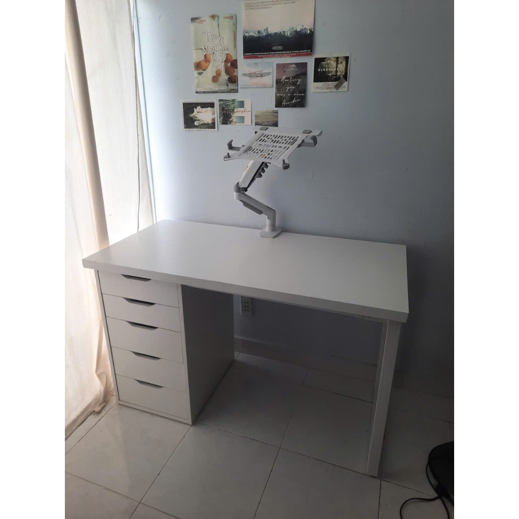 ( HỖ TRỢ LẮP RAP HCM) bàn có tủ 5 ngăn gắn được ARM ikea có 1m-2m tủ sâu nhiều hộc bàn làm việc chơi game học tập | BigBuy360 - bigbuy360.vn