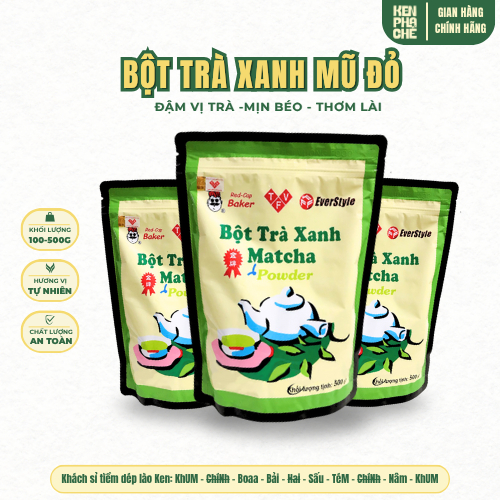 Bột Trà Xanh Matcha Mũ Đỏ Đài Loan - Everstyle  Thới Vương 500G