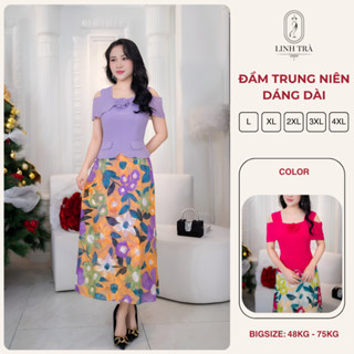  Đầm Trung Niên Cho Mẹ Cho Bà  Linh Trà   LT 3165  Váy Thiết Kế Cao Cấp Đi Chơi Đi Tiệc Cho U40 U50 