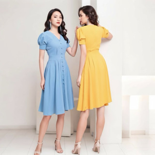 Đầm nút bọc form dài 2 màu (kèm hình thật)