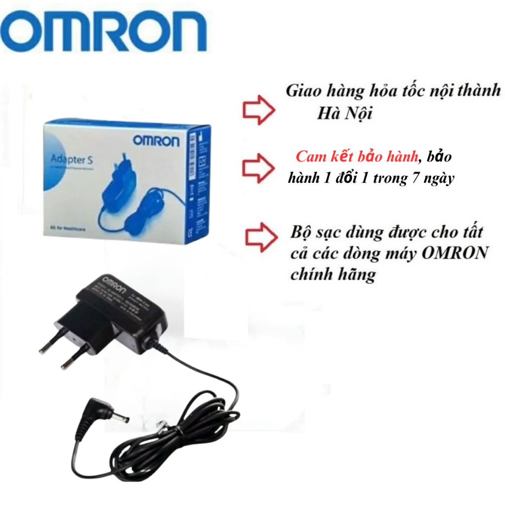 Bộ dây sạc máy huyết áp Omron, Adapter omron, ( CAM KẾT BẢO HÀNH) máy đo huyết áp, đổi nguồn Omron