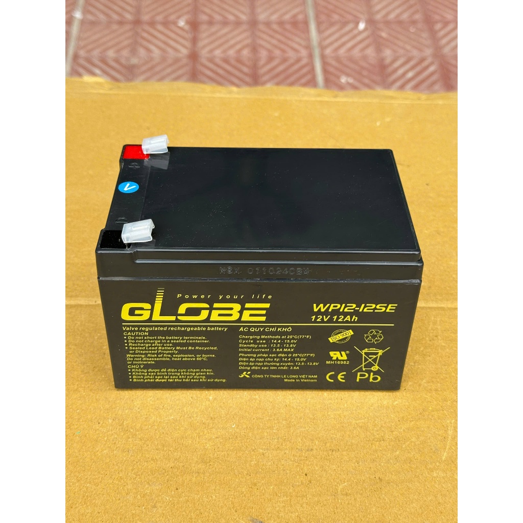 [ HỎA TỐC ] Ắc quy khô Globe 12V 12Ah, WP12-12SE | Dùng cho UPS, cứu hộ thang máy, camera,...