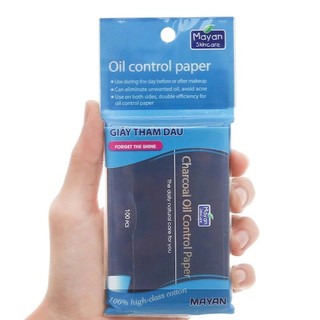 Giấy thấm dầu da mặt Mayan Than hoạt tính/Thường (Gói 100 tờ)