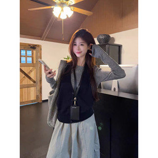  Set Áo Thu Đông Dài Tay Phối Áo Len Cardigan Cổ Yếm Phong Cách Ulzang | Hottrend Thu Đông 2025 