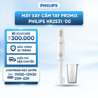  Máy xay cầm tay ProMix Philips HR2531 00 650W - 1 cối 0.5L - Lưỡi dao thép không gỉ chống văng - Cối nhựa kháng vỡ 