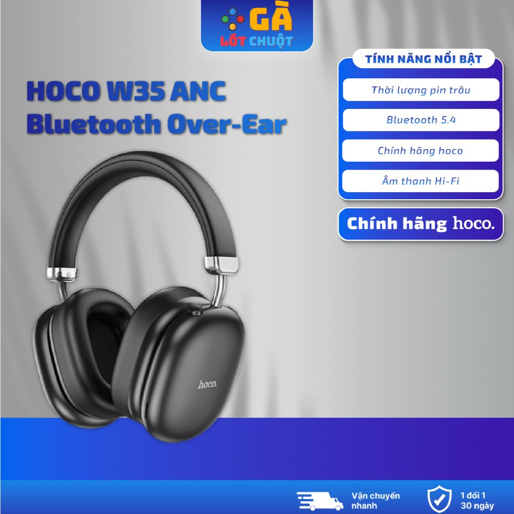 Tai nghe chụp bluetooth 5.4 W35 ANC phiên bản cao cấp chống ồn Hoco. chính hãng thời lượng pin lên đ