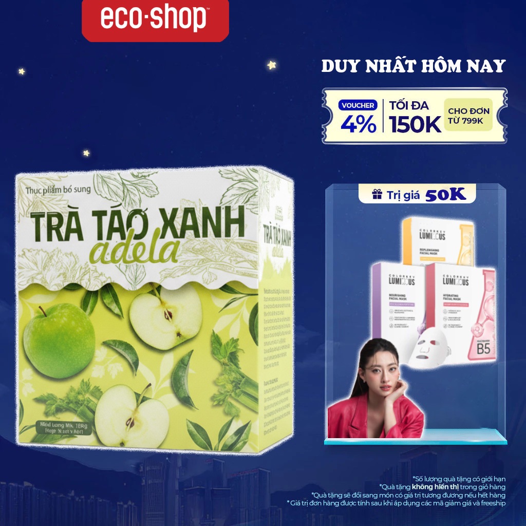 Trà táo xanh Giảm Cân ADELA KELLY DETOX Mẫu Mới Trà giảm cân đẹp da Hộp 12 Gói
