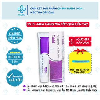  Gel Chấm Mụn Adapalene Klena - Hỗ Trợ Giảm Mụn Trứng Cá Mụn Ẩn Mờ Thâm Tuýp 0.1%  Tuýp 30g  