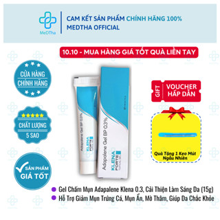  Gel Chấm Mụn Adapalene Klena - Hỗ Trợ Giảm Mụn Trứng Cá Mụn Ẩn Mờ Thâm 0.3%  Tuýp 15g  