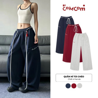  Quần Nỉ Dáng Rộng Bycamcam Quần Nỉ Túi Chéo Kèm Dây Đai Năng Động Unisex QTD312 