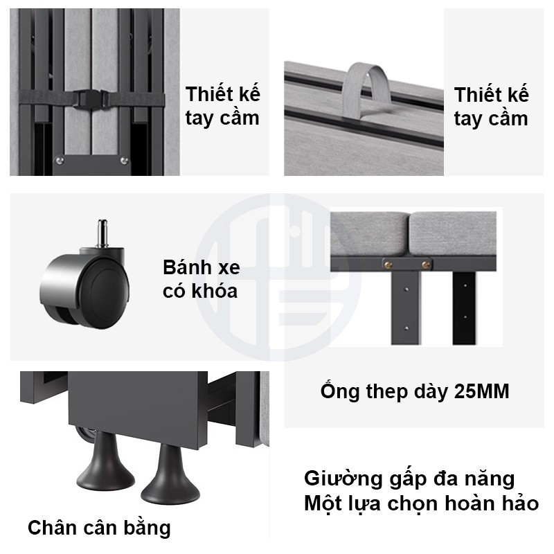 Giường Gấp Ngủ Trưa Văn Phòng Có Bánh Xe Di Chuyển Khung Thép Chắc Chắn cho dân văn phòng ngủ trưa | BigBuy360 - bigbuy360.vn