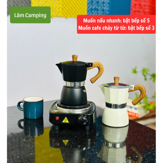 Combo bộ Bếp điện 500W + bình pha cà phê moka 150ml ( chứa tối đa 20gr cf/lần pha)
