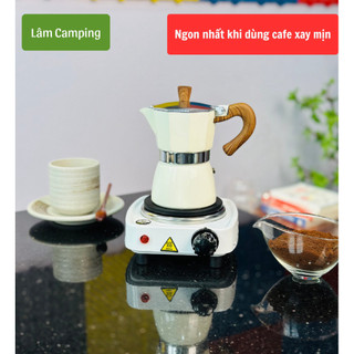 Combo bộ Bếp điện 500W + bình pha cà phê moka 150ml ( chứa tối đa 20gr cf/lần pha)