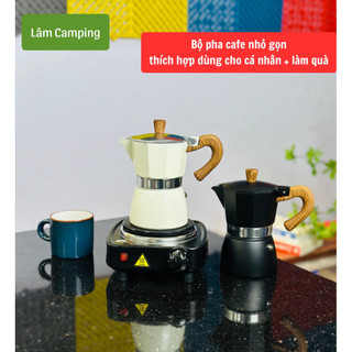 Combo bộ Bếp điện 500W + bình pha cà phê moka 150ml ( chứa tối đa 20gr cf/lần pha)
