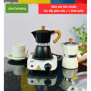 Combo bộ Bếp điện 500W + bình pha cà phê moka 150ml ( chứa tối đa 20gr cf/lần pha)