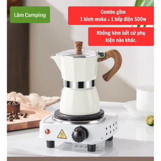 Combo bộ Bếp điện 500W + bình pha cà phê moka 150ml ( chứa tối đa 20gr cf/lần pha)