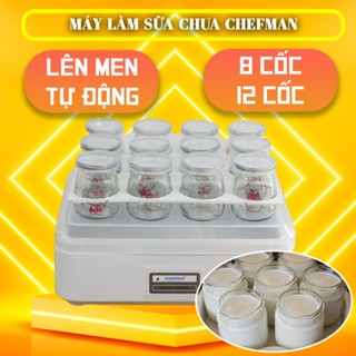 Máy làm sữa chua Chefman CM-321T 12 cốc thủy tinh ủ sữa tự động, máy làm sữa chua thơm ngon