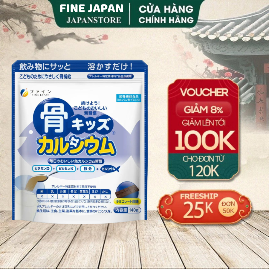 Bột Canxi Cá Tuyết Bone's Calcium For Kids FINE JAPAN  bổ sung canxi hỗ trợ phát triển chiều cao