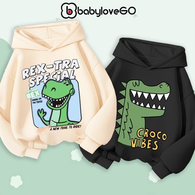 Áo hoodie cho bé trai BabyloveGO BST áo Khủng Long cho bé chất nỉ hai da dày dặn ấm áp cho bé 1-10 tuổi