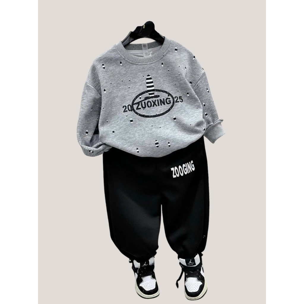 Bộ nỉ ZXING 2025 siêu phẩm - Vải 2 da êm mềm, dày dặn, ấm áp cho bé trai. Size 17-60kg