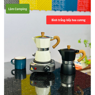 Combo bộ Bếp điện 500W + bình pha cà phê moka 150ml ( chứa tối đa 20gr cf/lần pha)