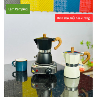 Combo bộ Bếp điện 500W + bình pha cà phê moka 150ml ( chứa tối đa 20gr cf/lần pha)