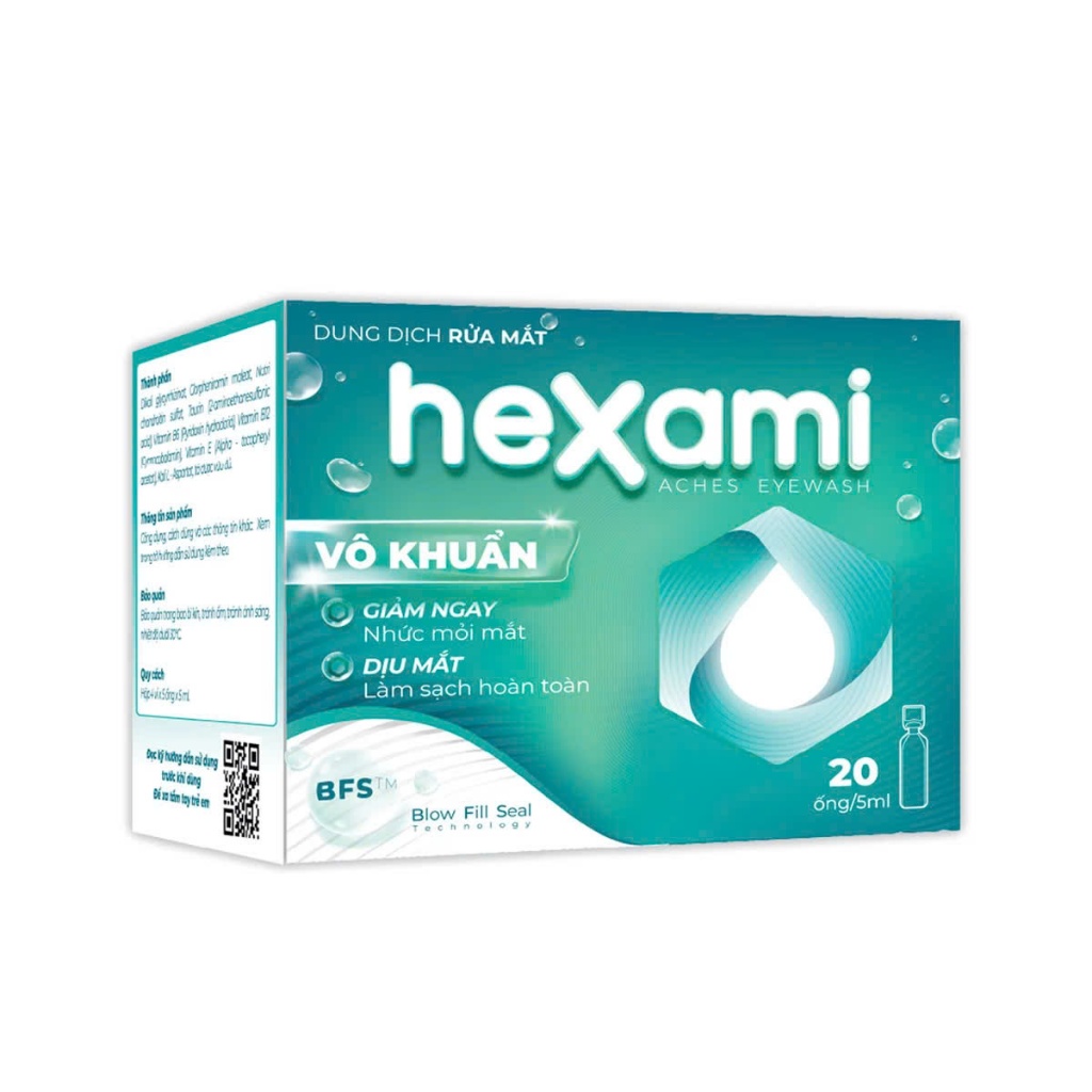 Nước rửa mắt Hexami Aches Eyewash làm sạch dịu và cung cấp dưỡng chất cho mắt | Cốc rửa mắt
