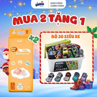   2E   TẶNG BỘ 30 SIÊU XE  - Combo 2 Bịch Tã Bỉm Dán Quần BIMANA EXTRA CARE HÀN QUỐC Thấm Hút Tốt Đủ Size NB68 - 4XL42 