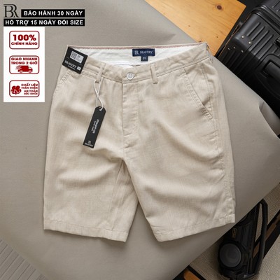 Quần short linen Linzo Premium vải mềm mịn thoáng mát, form regular fit - Bravery