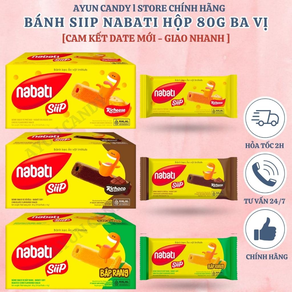 [COMBO 3 VỊ] Bánh Siip Nabati Hộp 80 g – Giòn Tan Thơm Ngon – Chính Hãng Nabati Indonesia - Bánh Nab