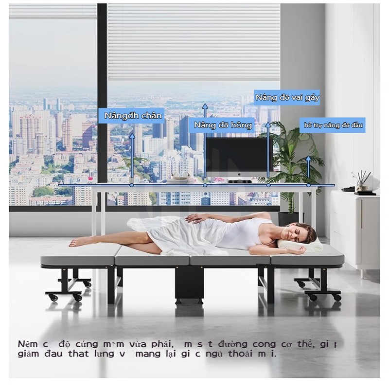 Giường Gấp Ngủ Trưa Văn Phòng Có Bánh Xe Di Chuyển Khung Thép Chắc Chắn cho dân văn phòng ngủ trưa | BigBuy360 - bigbuy360.vn