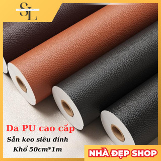 [50cmx1m] Vải Da PU cao cấp sẵn keo siêu dính dán ghế sofa, vá nội thất ô tô, tự tay bọc mới đồ da - Vải da sửa chữa
