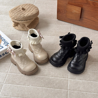  Sz23-36  +VỚ  Giày boot cổ thấp cho bé gái thiết kế phong cách HÀN lót lông nhung mềm khoá kéo đế cau su nhẹ 9918 