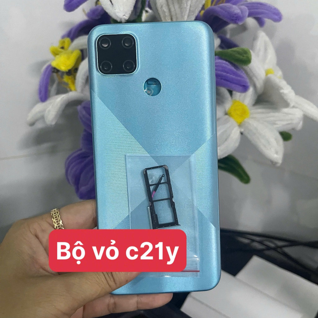 vỏ realme c21y / bộ vỏ realme c21y có kính cam khe sim