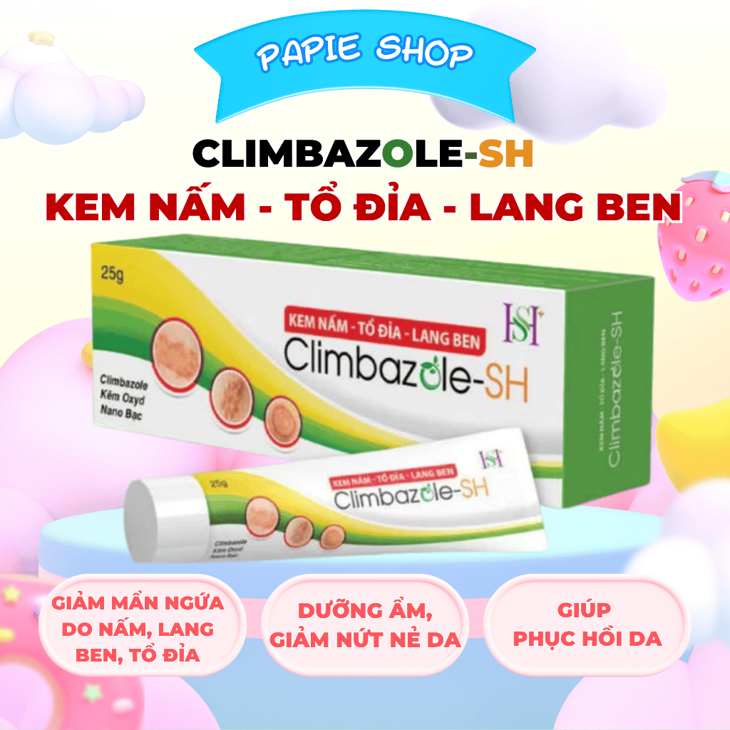 Kem bôi da Climbazole SH - Giảm mẩn ngứa mẩn đỏ do nấm, lang ben, tổ đĩa, bảo vệ, phục hồi da (Tuýp 
