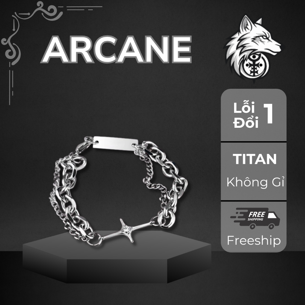 Vòng Tay Nam, Titan Arcane Cross Chống Oxy Hóa, ARCANE JEWL VT-03, Phong Cách Nam Tính