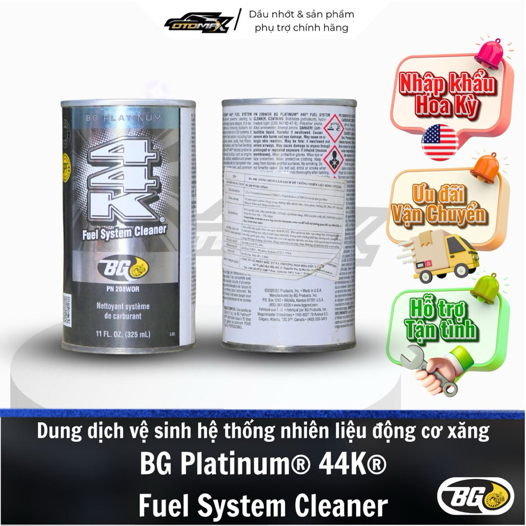 BG208 – Phụ Gia Làm Sạch Hệ Thống Nhiên Liệu Xăng (Date 22-23 HSD 5Năm) Tẩy Cặn Kim Phun & Buồng Đốt