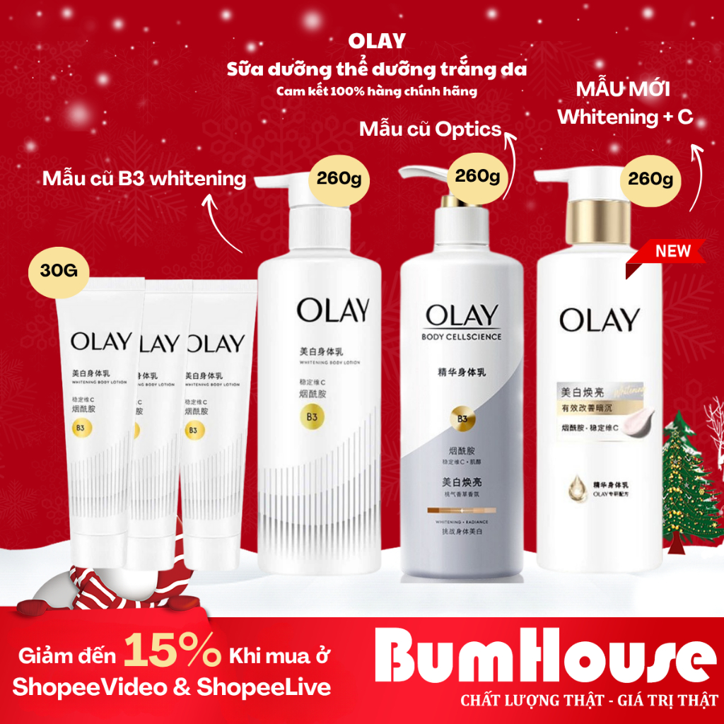 Sữa Dưỡng Thể Trắng Da OLAY Vitamin B3+ Retinol/Vitamin C Olay Bright Ultra Whitening