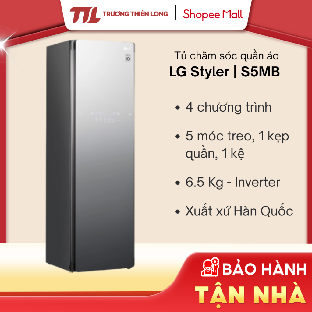 S5MB - Tủ Chăm Sóc Quần Áo Thông Minh LG Styler Màu Gương Kính | S5MB