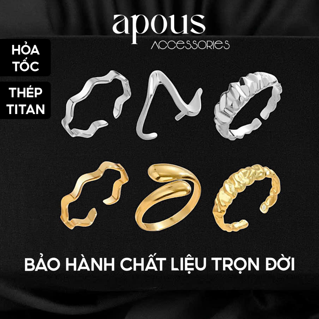 [R11] Nhẫn nam nữ thiết kế mở Freesize họa tiết thời trang - Thép Titan - Phụ kiện trang sức Unisex Apous