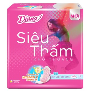 Gói 8 miếng BVS Diana siêu thấm siêu mỏng cánh 23cm/ Maxi cánh/ Libera SMC