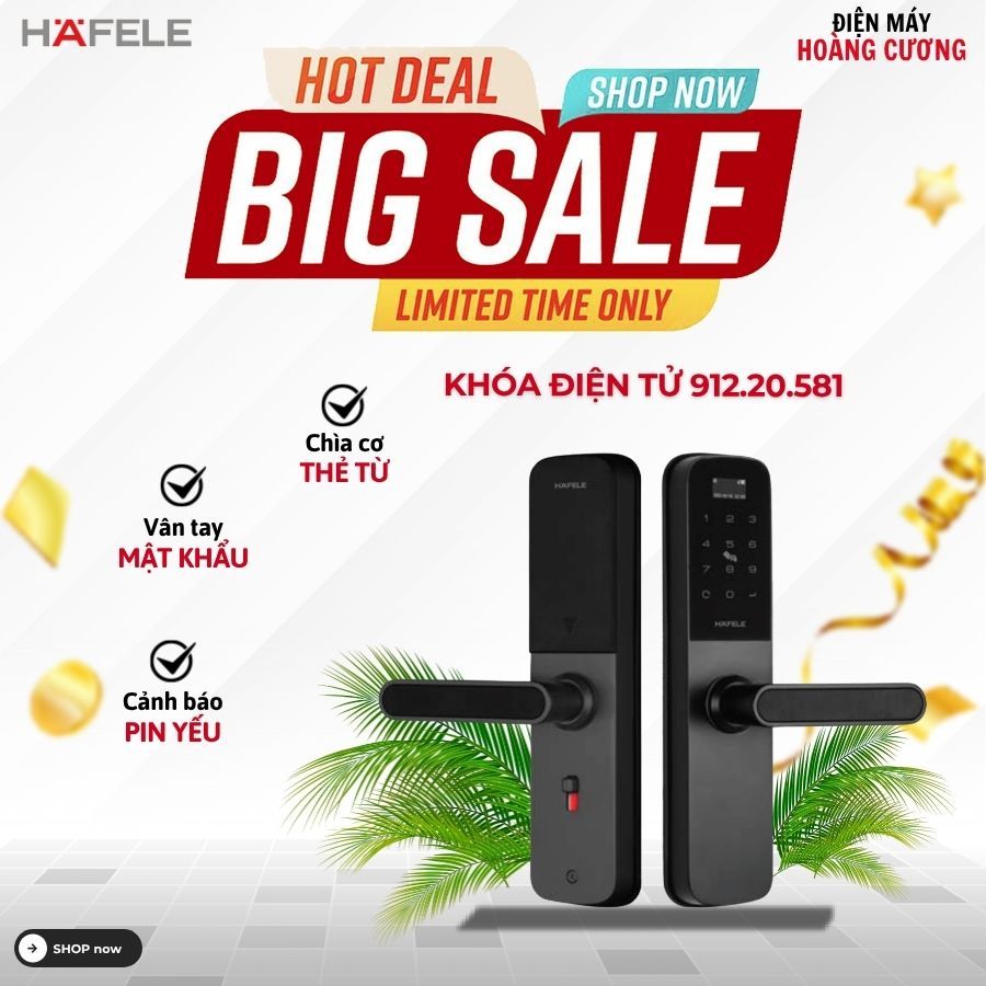 Khóa điện tử Hafele DL6000 912.20.581 – Thiết kế hiện đại, bảo mật cao, mở khóa đa phương thức