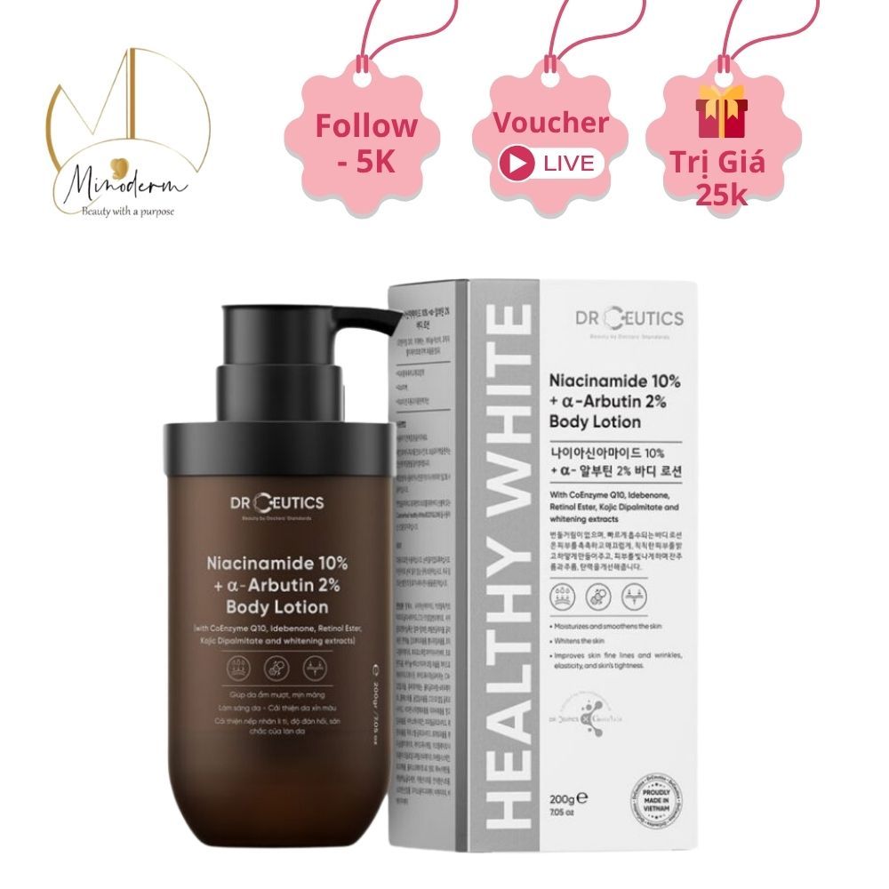 Sữa dưỡng thể trắng da Drceutics Body Lotion ban đêm, Cosmeheal ban ngày