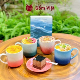  Cốc gốm sứ men hỏa biến 400 - 450ml dáng tròn – Ly sứ Bát Tràng loang màu – Quà tặng cao cấp – Gốm Việt Pottery 