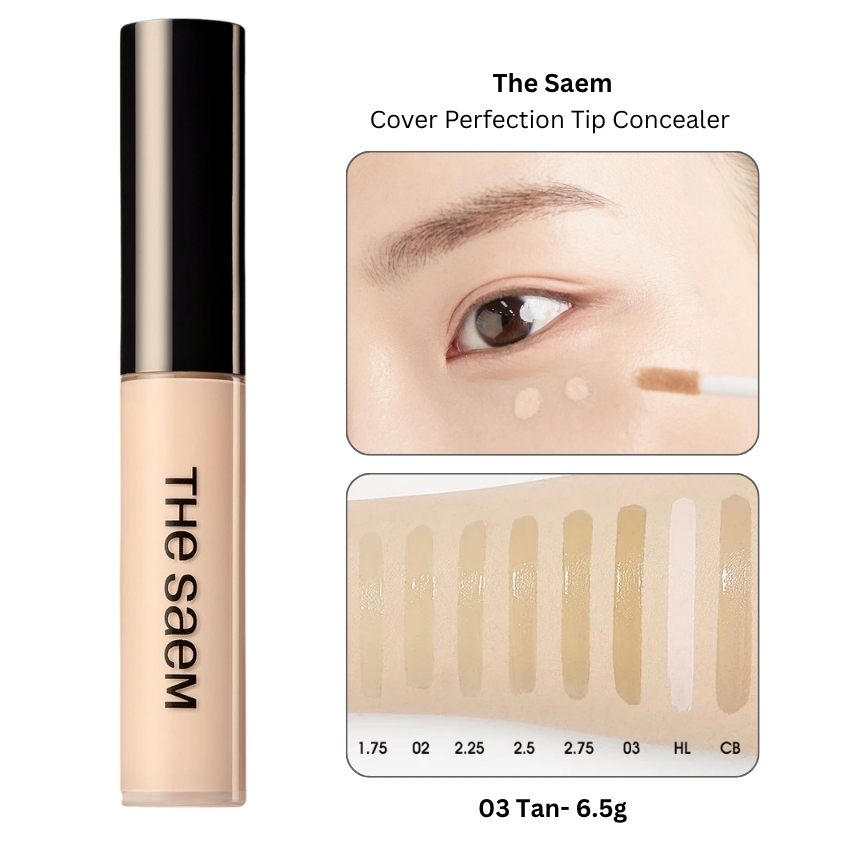 Che khuyết điểm The Saem Cover Perfection Tip Concealer 6.5g SPF28 PA++ Shiny.beauty | BigBuy360 - bigbuy360.vn