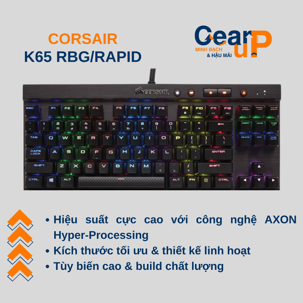 Bàn phím cơ Corsair K65 RapidFire USB/RGB/Cherry Speed SW