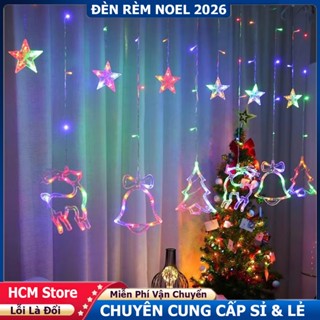  Đèn Rèm Trang Trí Noel – Đèn Led Hình Ngôi Sao Chuông Cây Thông Tuần Lộc Cực Đẹp 